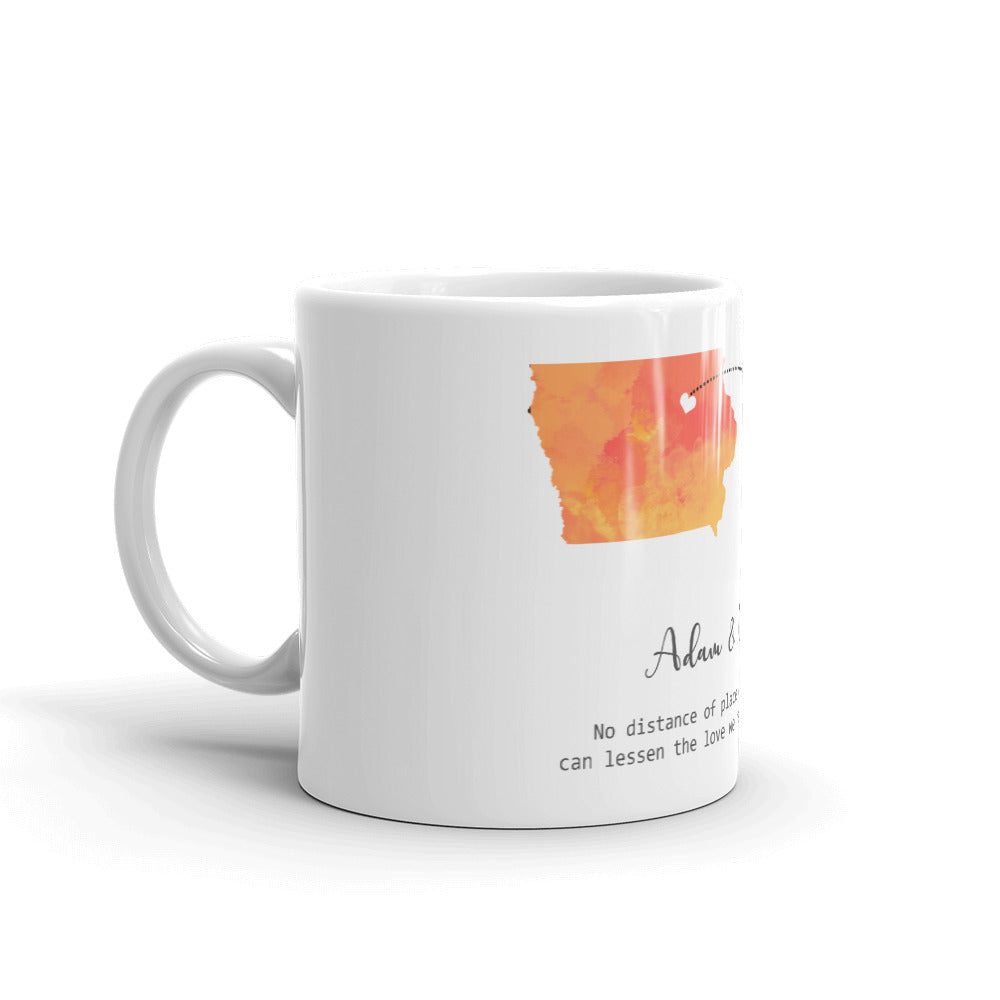 Long Distance Relationship Print Personalized Mug.